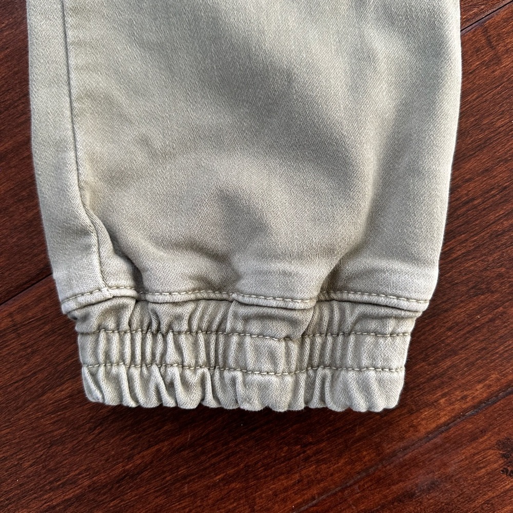ZARA Man Olive Green Twill Jogger Pants Boys Size S Cotton Blend Elastic Cuff - Picture 4 of 10